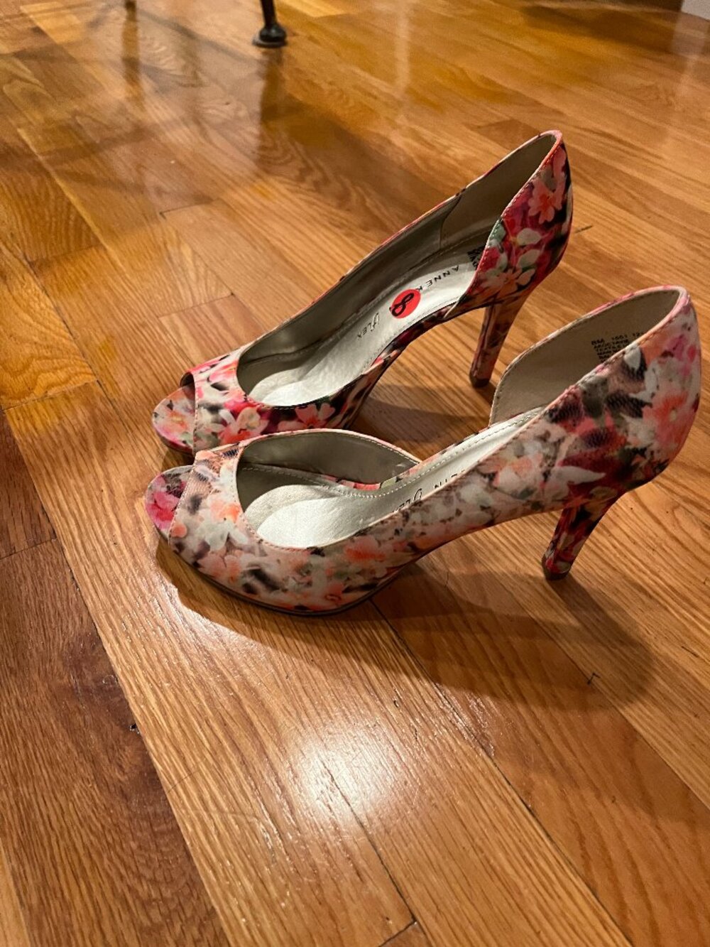 Floral open-toe heels